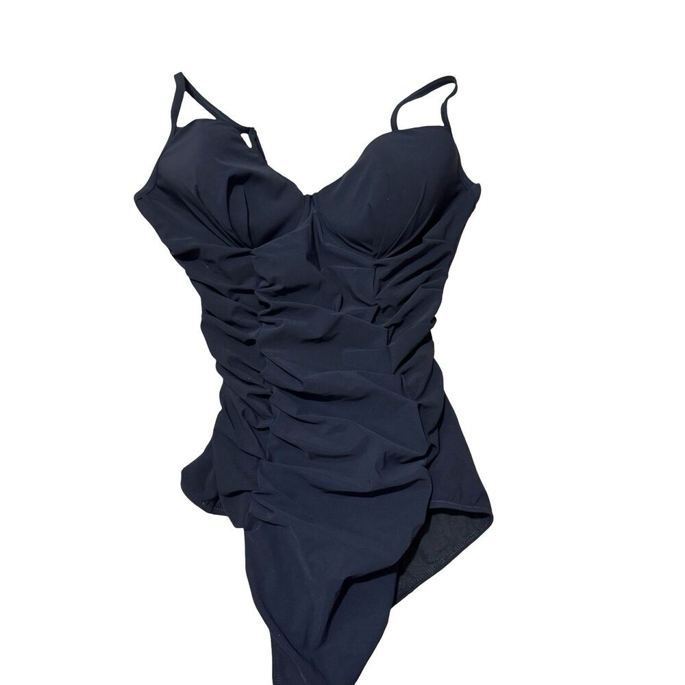 Profile By Gottex Women’s Solid Black Gathered Underwire One Piece Swimsuit D